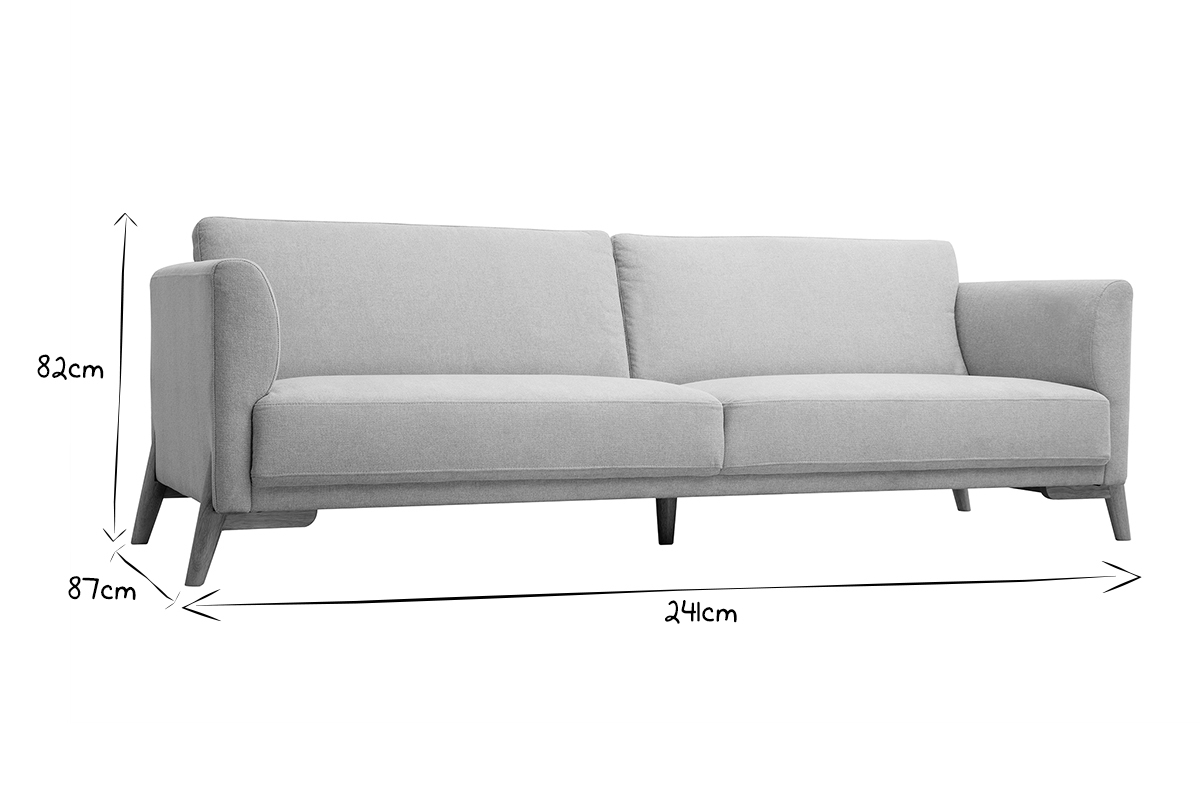 Canap scandinave 4 places en tissu effet velours textur beige et bois clair SINDRO