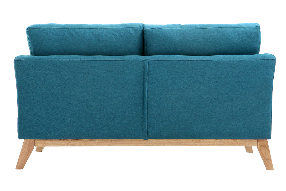 Canap scandinave dhoussable 2 places en tissu bleu canard et bois clair OSLO