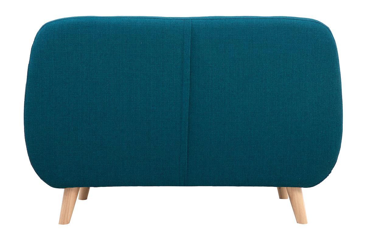 Canap scandinave dhoussable 2 places en tissu bleu canard et bois clair YNOK