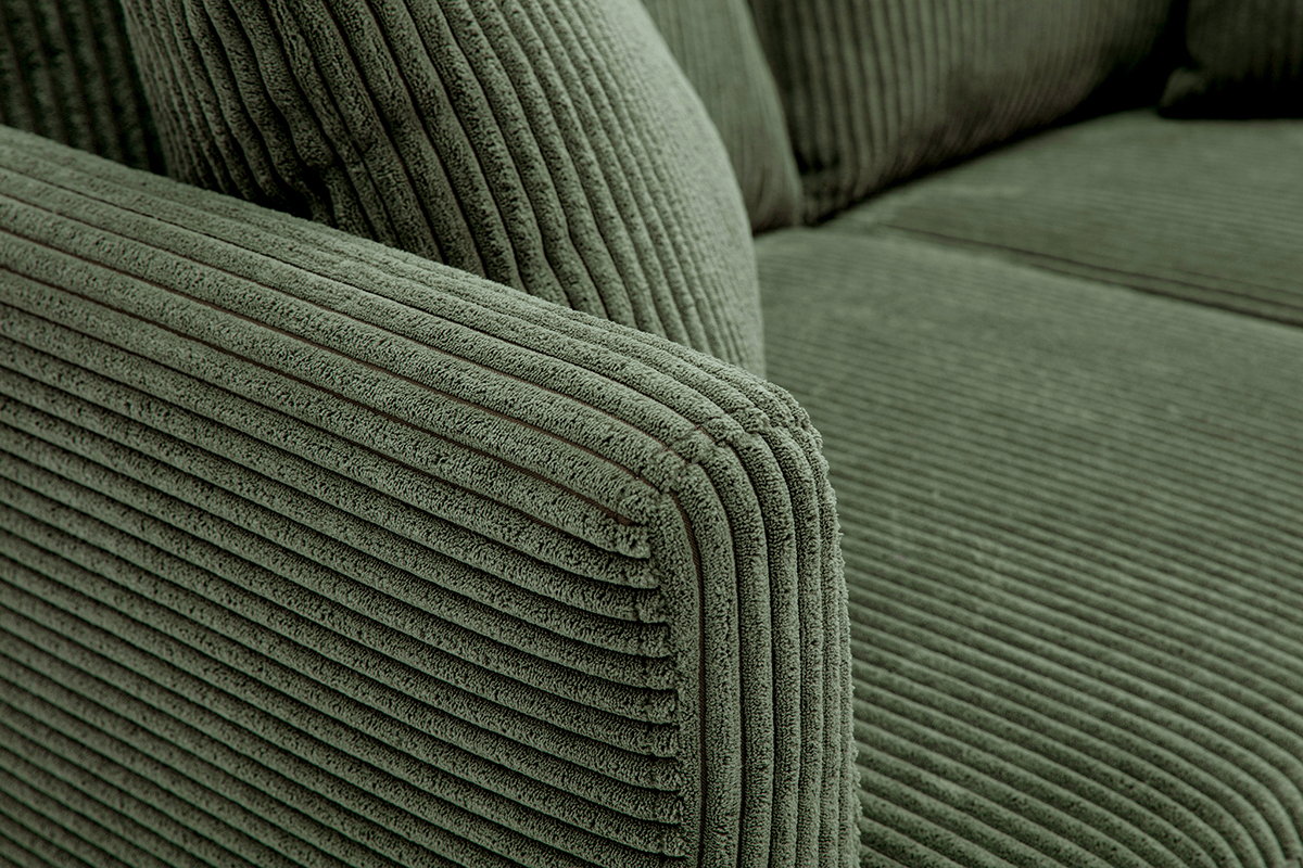 Canap scandinave dhoussable 2 places en tissu velours ctel vert kaki et bois clair OSLO