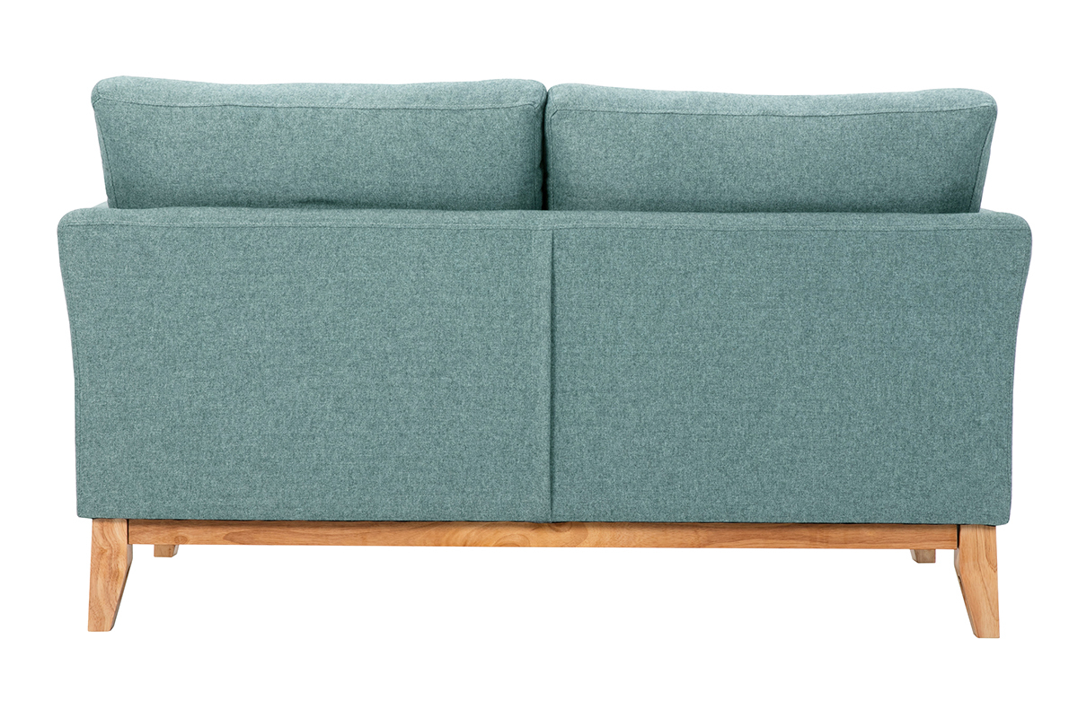 Canap scandinave dhoussable 2 places en tissu vert de gris et bois clair OSLO