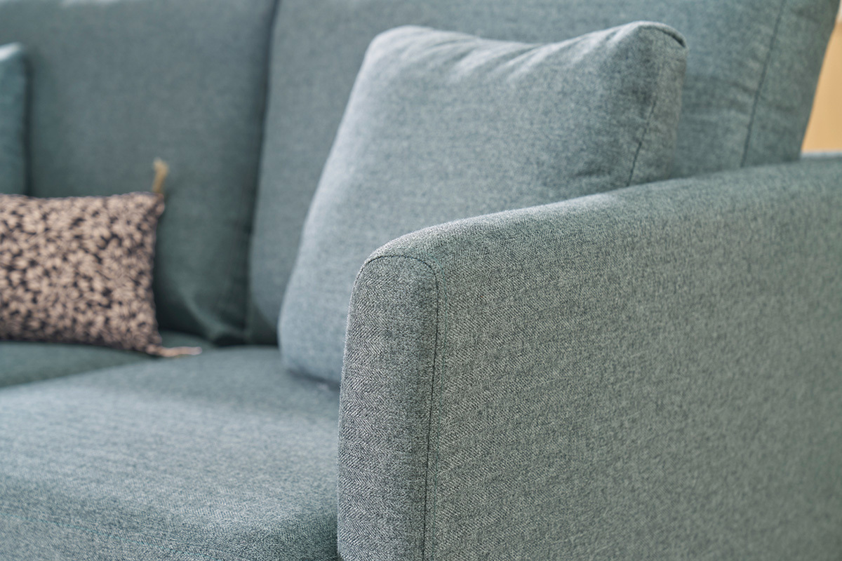Canap� scandinave d�houssable 2 places en tissu vert de gris et bois clair OSLO