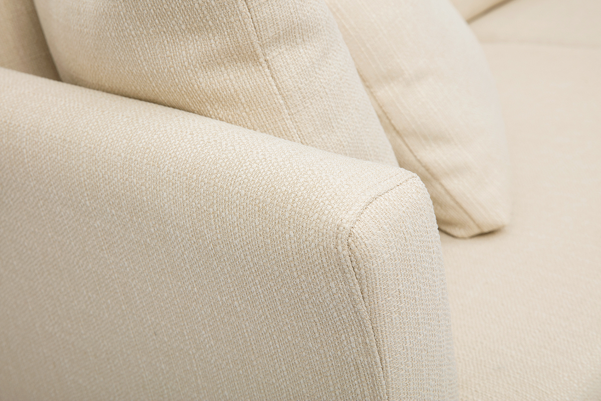 Canap scandinave dhoussable 3 places en tissu beige et bois clair OSLO