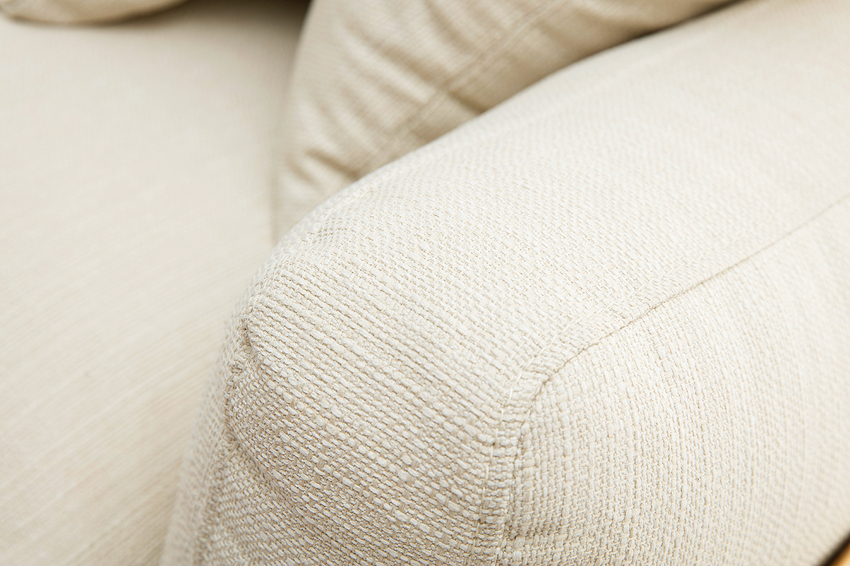 Canap scandinave dhoussable 3 places en tissu blanc crme et bois clair KYO