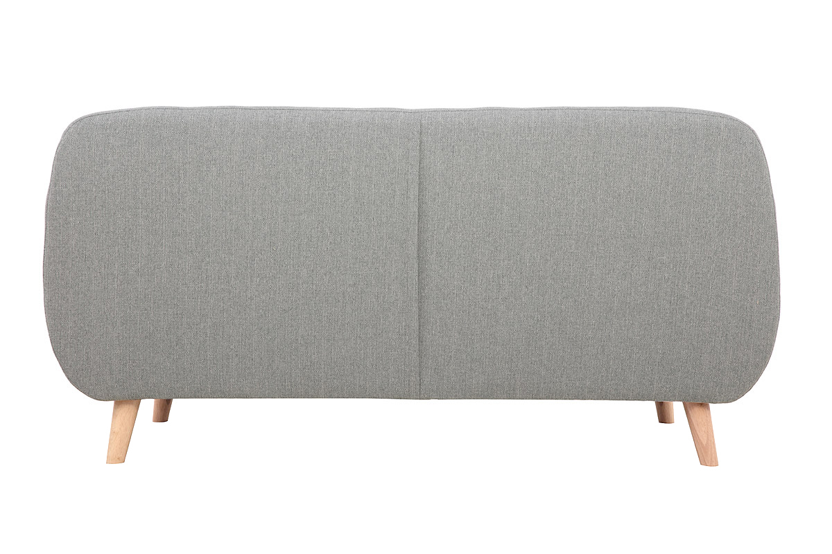 Canap scandinave dhoussable 3 places en tissu gris clair et bois clair YNOK