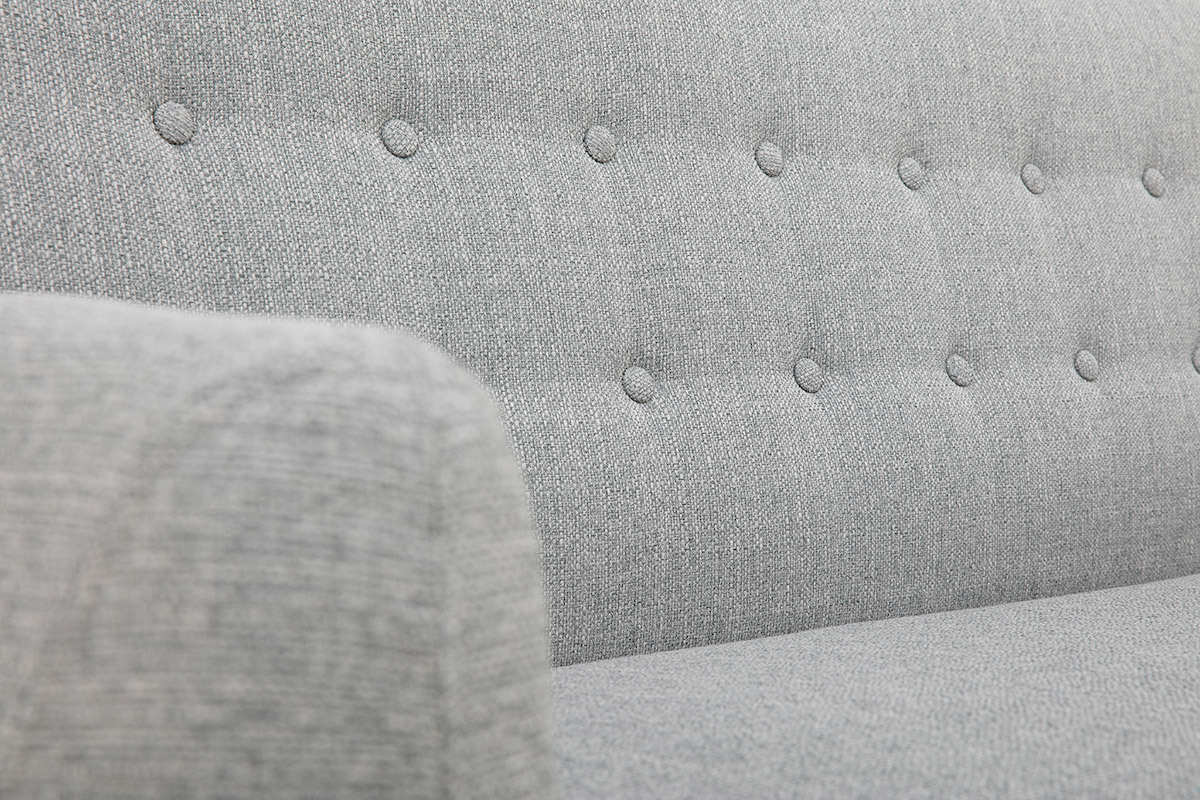 Canap scandinave dhoussable 3 places en tissu gris clair et bois clair YNOK