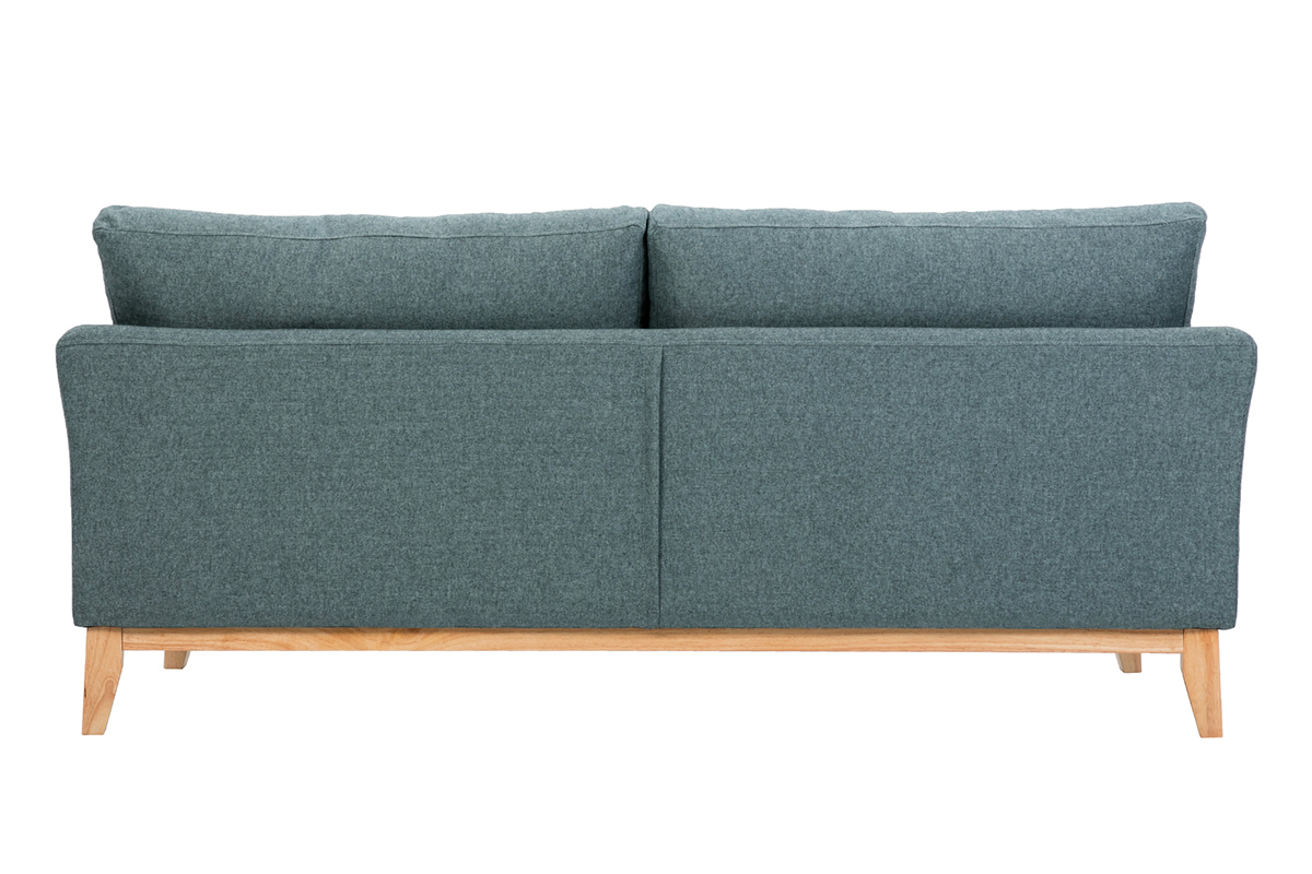 Canap scandinave dhoussable 3 places en tissu vert de gris et bois clair OSLO