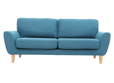 Canap&eacute; scandinave tissu bleu canard 3 places ALICE