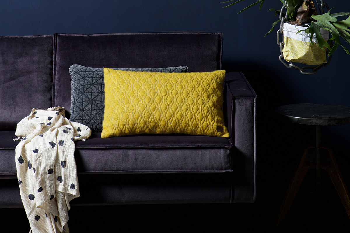 Canap� vintage velours gris 3 places ASPEN