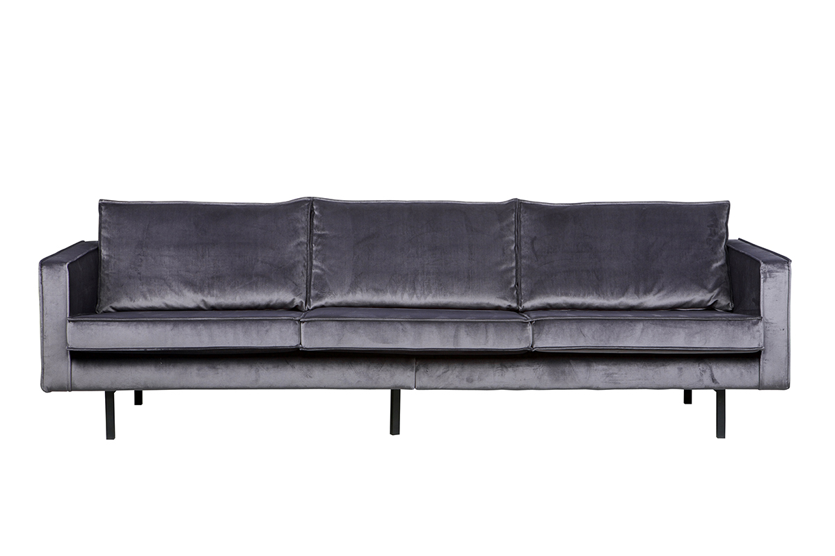 Canap� vintage velours gris 4 places ASPEN