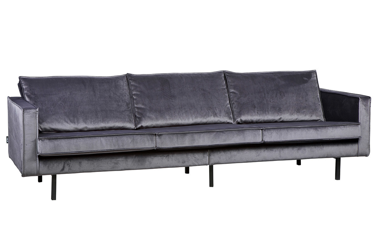 Canap� vintage velours gris 4 places ASPEN