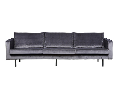 Canap&eacute; vintage velours gris 4 places ASPEN