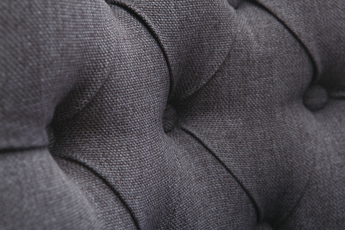 Chaise classique en tissu gris fonc et bois clair massif VOLTAIRE