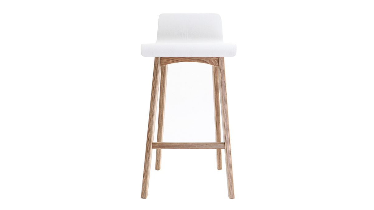 Chaise de bar scandinave bois et blanc H65 cm BALTIK