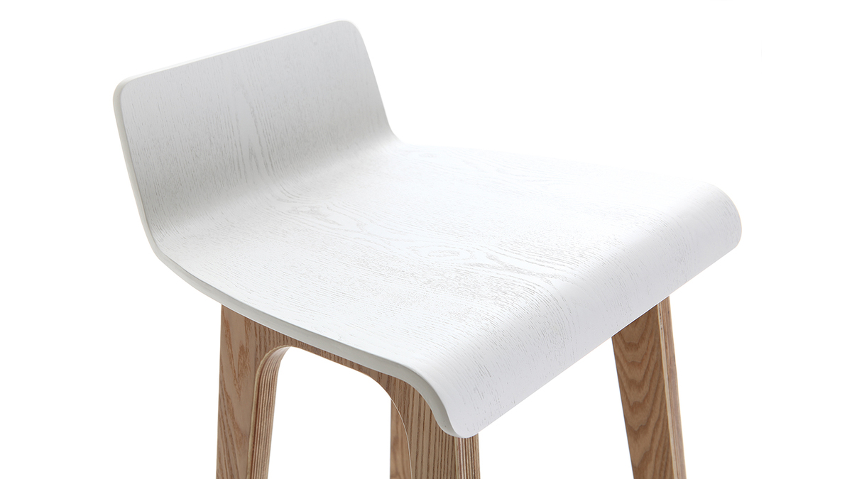 Chaise de bar scandinave bois et blanc H65 cm BALTIK