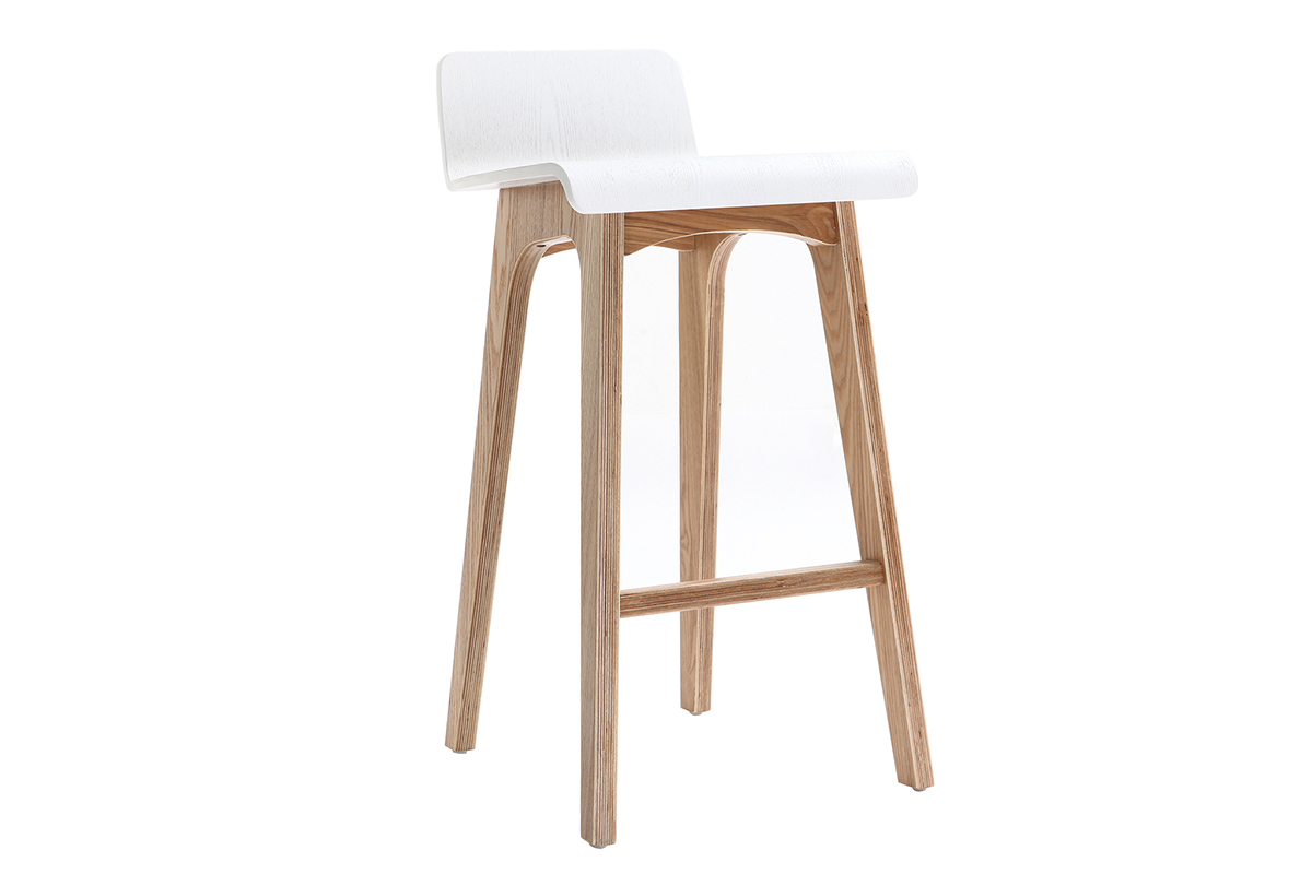 Chaise de bar scandinave bois et blanc H66 cm BALTIK