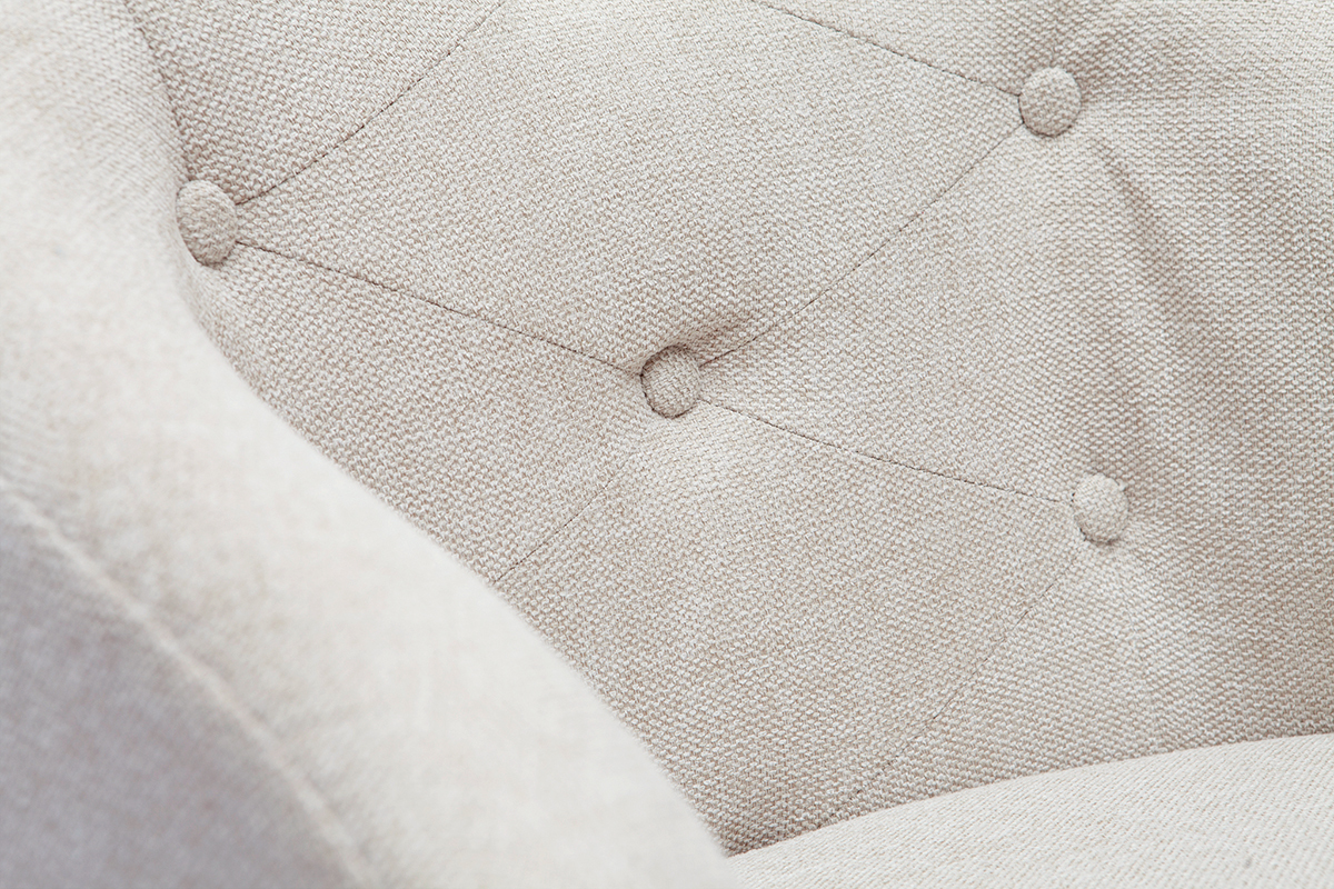 Chaise de bureau  roulettes capitonne en tissu effet velours textur naturel er acier chrom SHARON