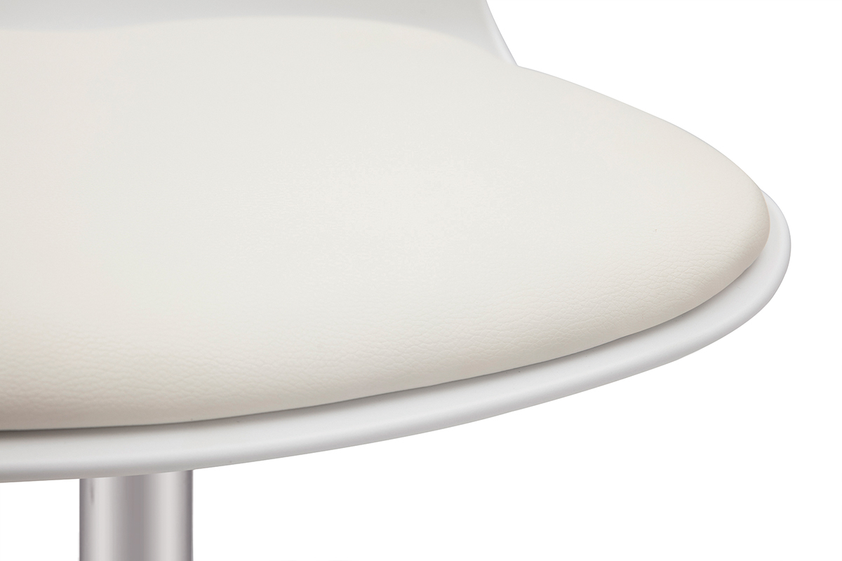 Chaise de bureau  roulettes design blanc et acier chrom ARISTA