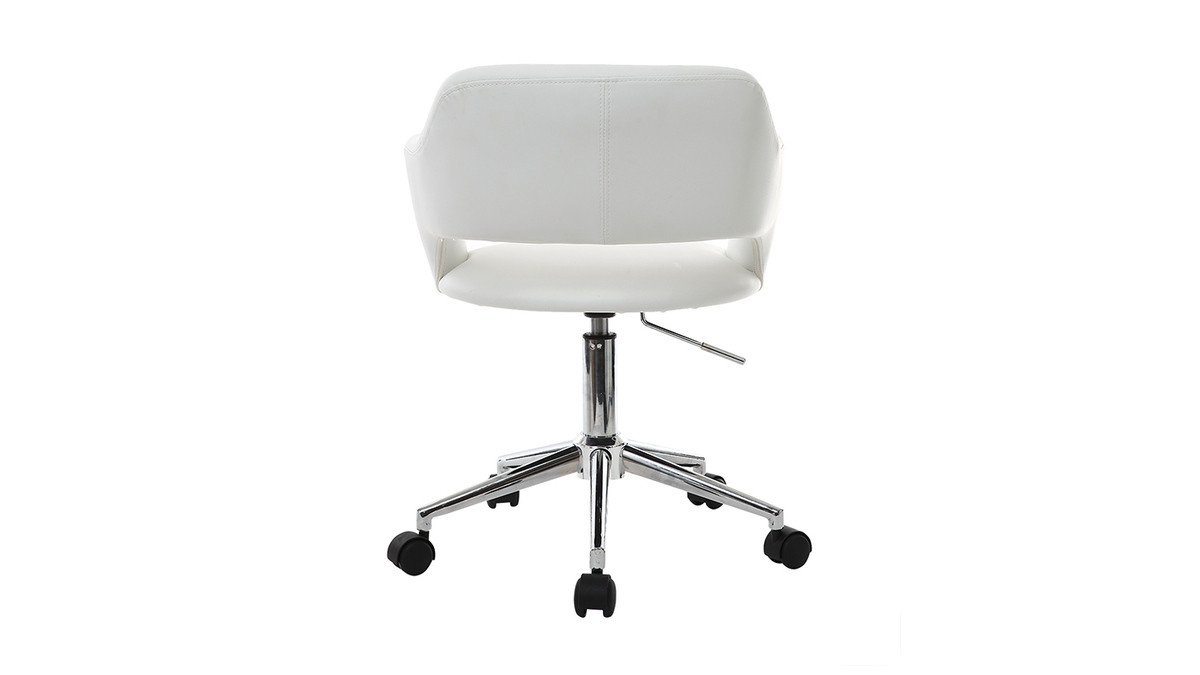 Chaise de bureau à roulettes design blanc et acier chromé JESSY