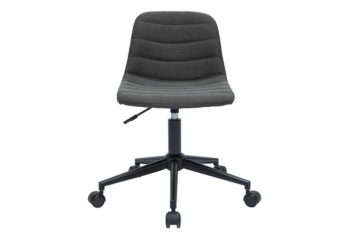 Chaise de bureau  roulettes design en tissu gris anthracite et mtal noir SAURY