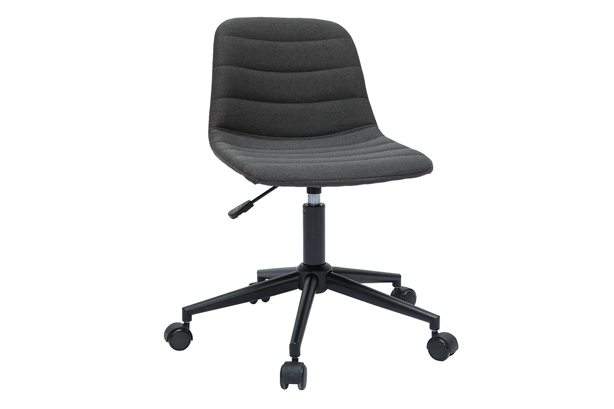 Chaise de bureau  roulettes design en tissu gris anthracite et mtal noir SAURY
