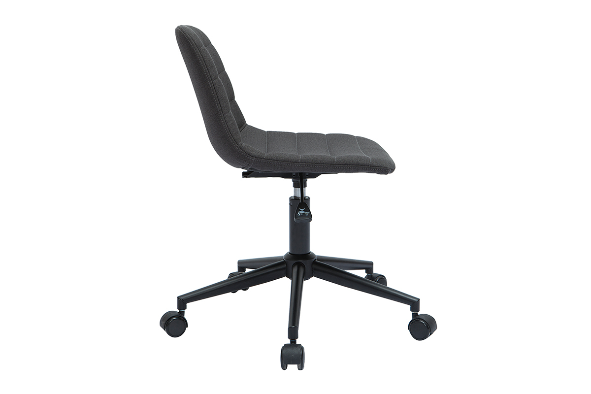 Chaise de bureau  roulettes design en tissu gris anthracite et mtal noir SAURY