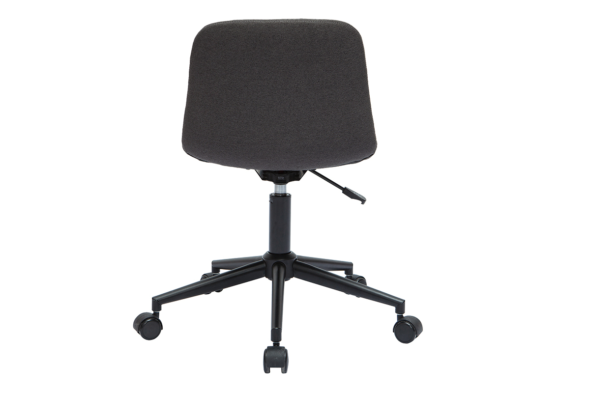 Chaise de bureau  roulettes design en tissu gris anthracite et mtal noir SAURY