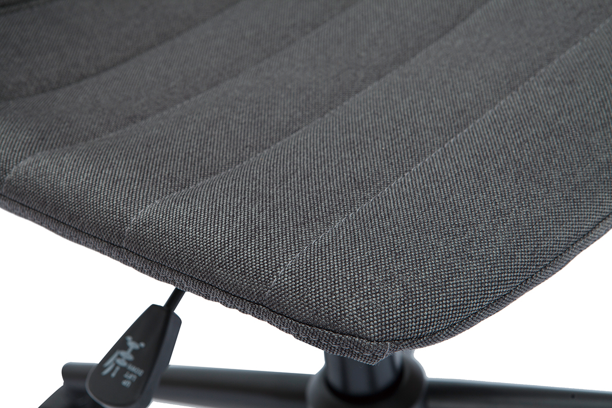 Chaise de bureau  roulettes design en tissu gris anthracite et mtal noir SAURY