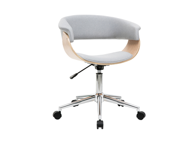 Chaise de bureau à roulettes design en tissu velours chenille beige et  acier chromé RAVEN - Miliboo