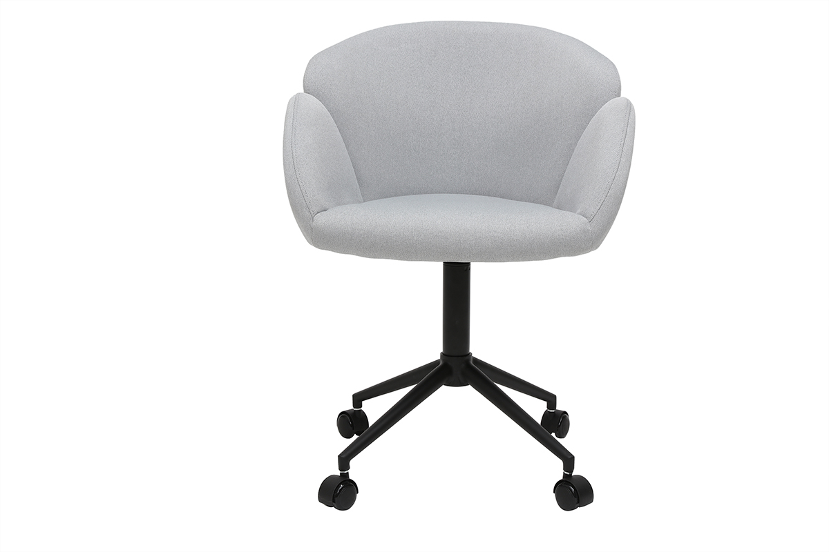 Chaise de bureau  roulettes design en tissu gris clair et mtal noir RHAPSODY