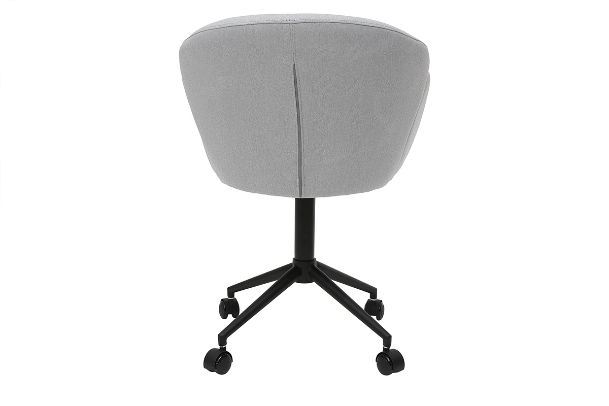 Chaise de bureau  roulettes design en tissu gris clair et mtal noir RHAPSODY