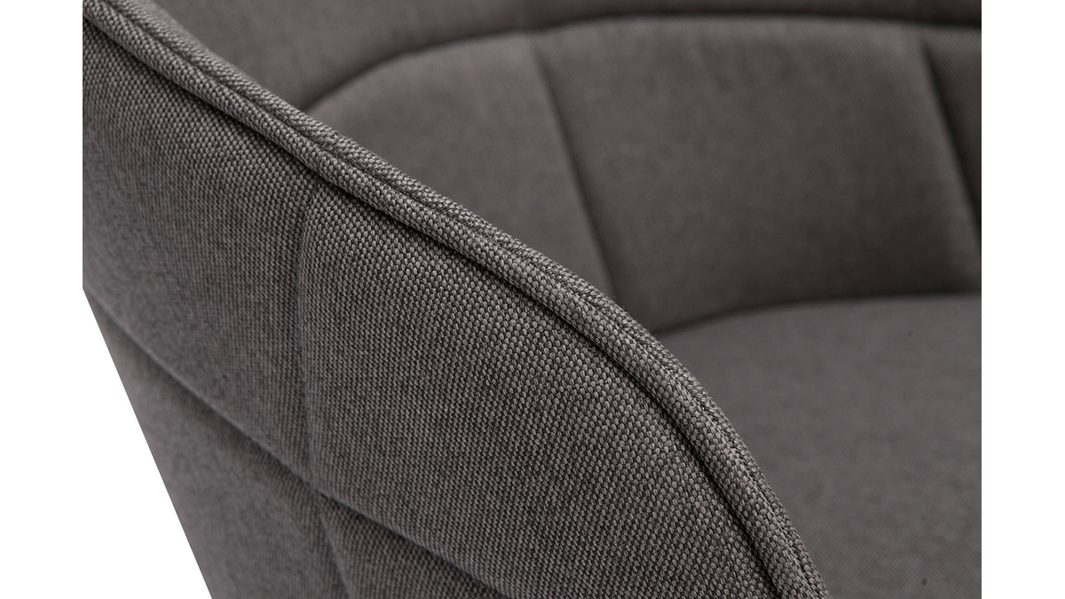 Chaise de bureau  roulettes design en tissu gris fonc et acier chrom JOLLY