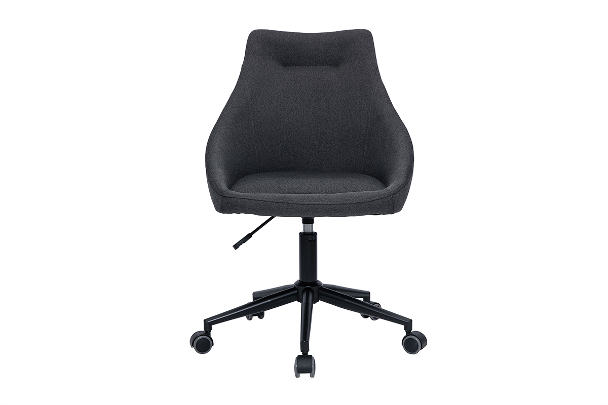 Chaise de bureau  roulettes design en tissu gris fonc et mtal noir BOOMER