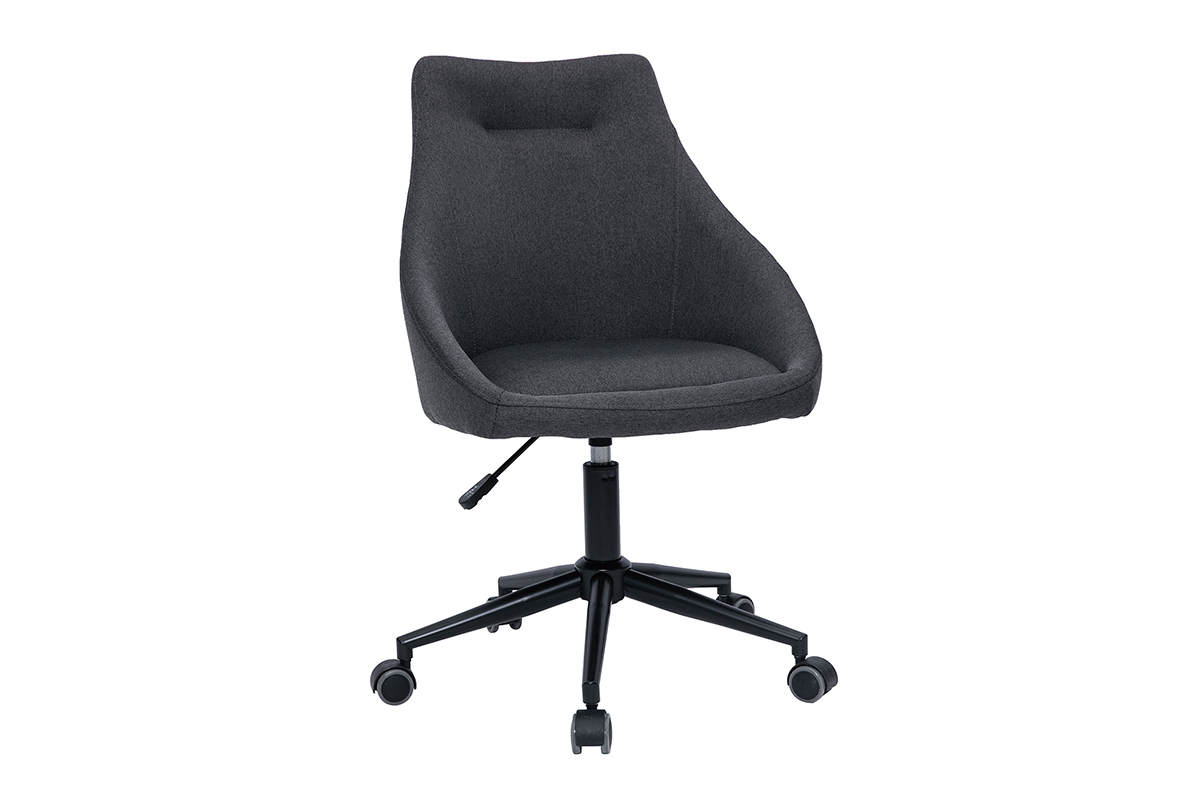 Chaise de bureau  roulettes design en tissu gris fonc et mtal noir BOOMER