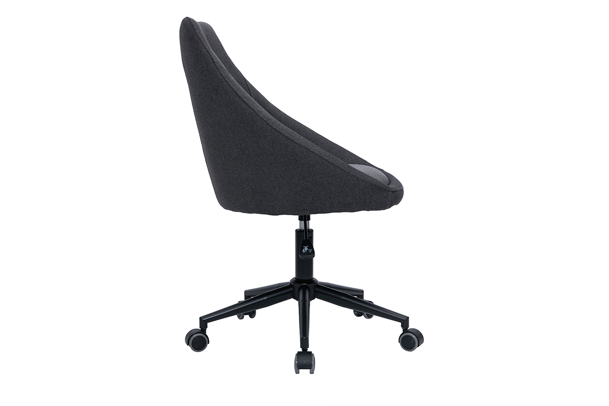 Chaise de bureau  roulettes design en tissu gris fonc et mtal noir BOOMER