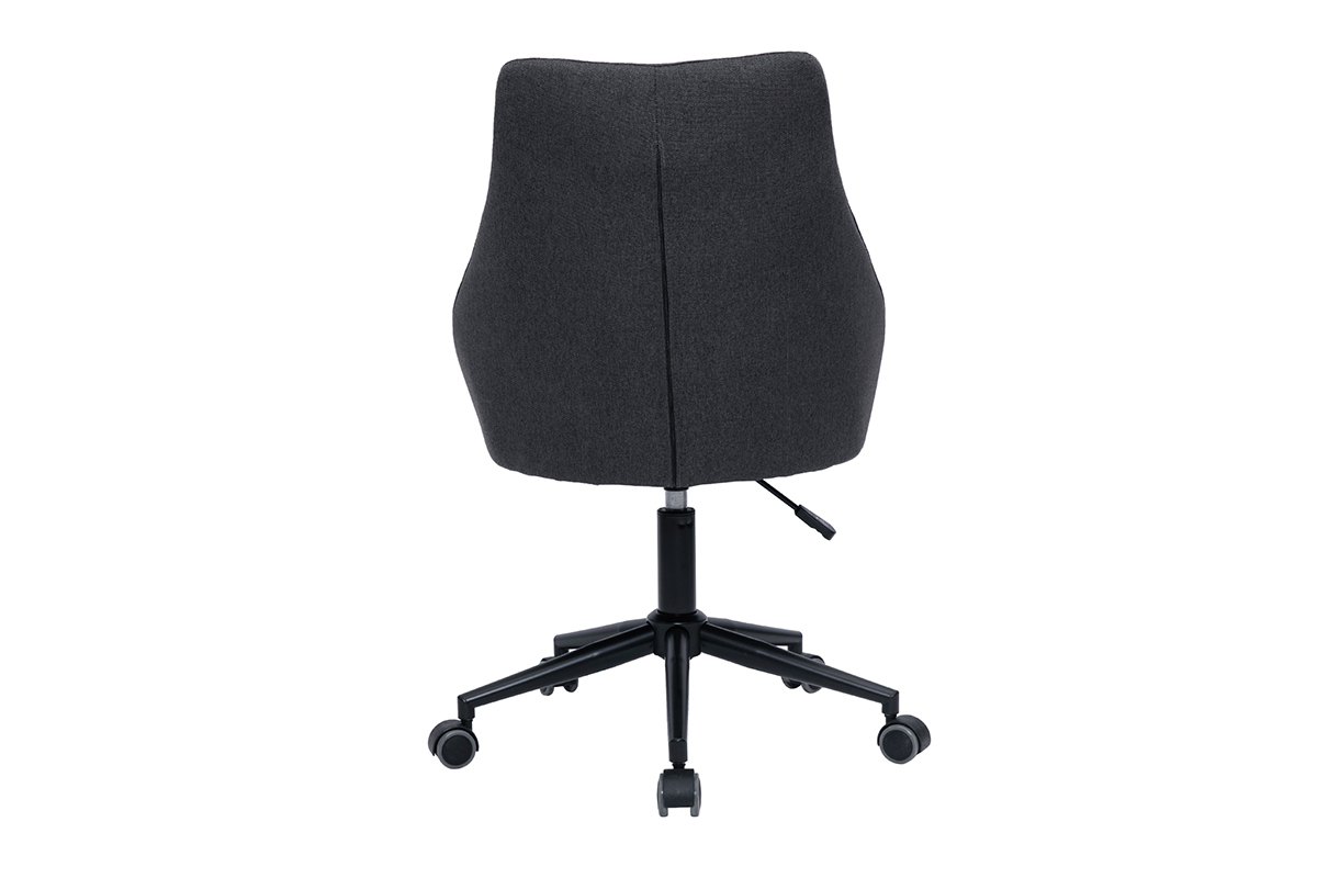 Chaise de bureau  roulettes design en tissu gris fonc et mtal noir BOOMER