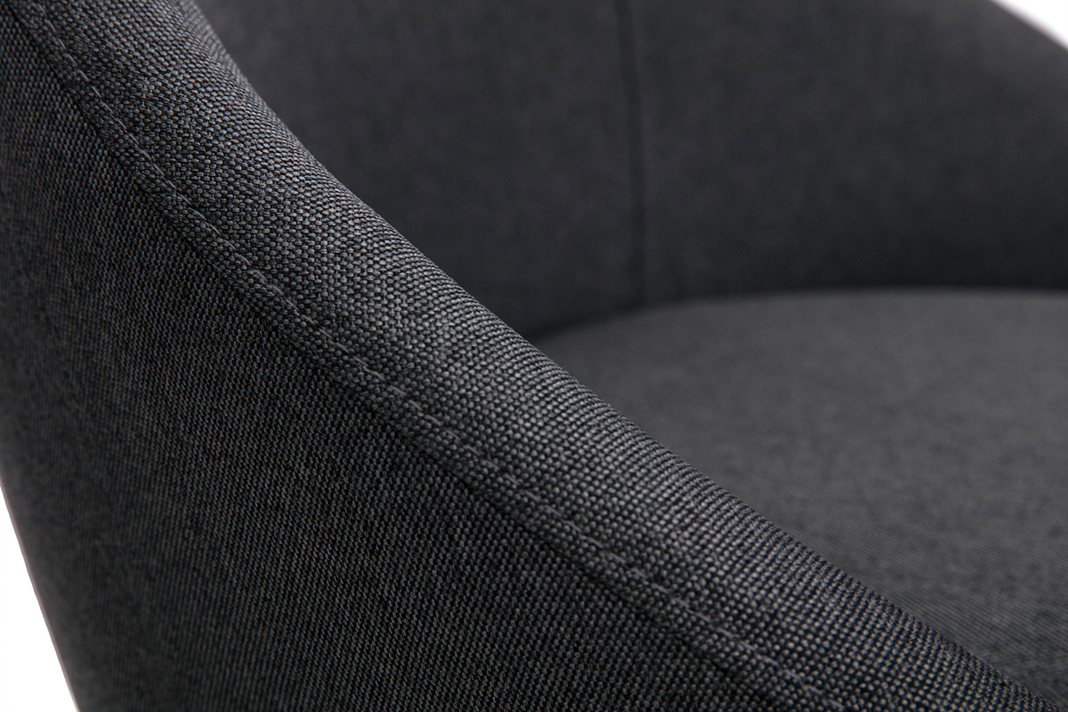 Chaise de bureau  roulettes design en tissu gris fonc et mtal noir BOOMER