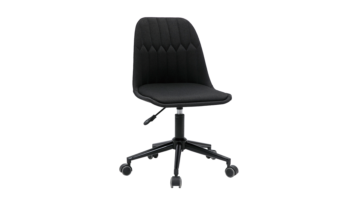Chaise de bureau  roulettes design en tissu gris fonc et mtal noir FUSE