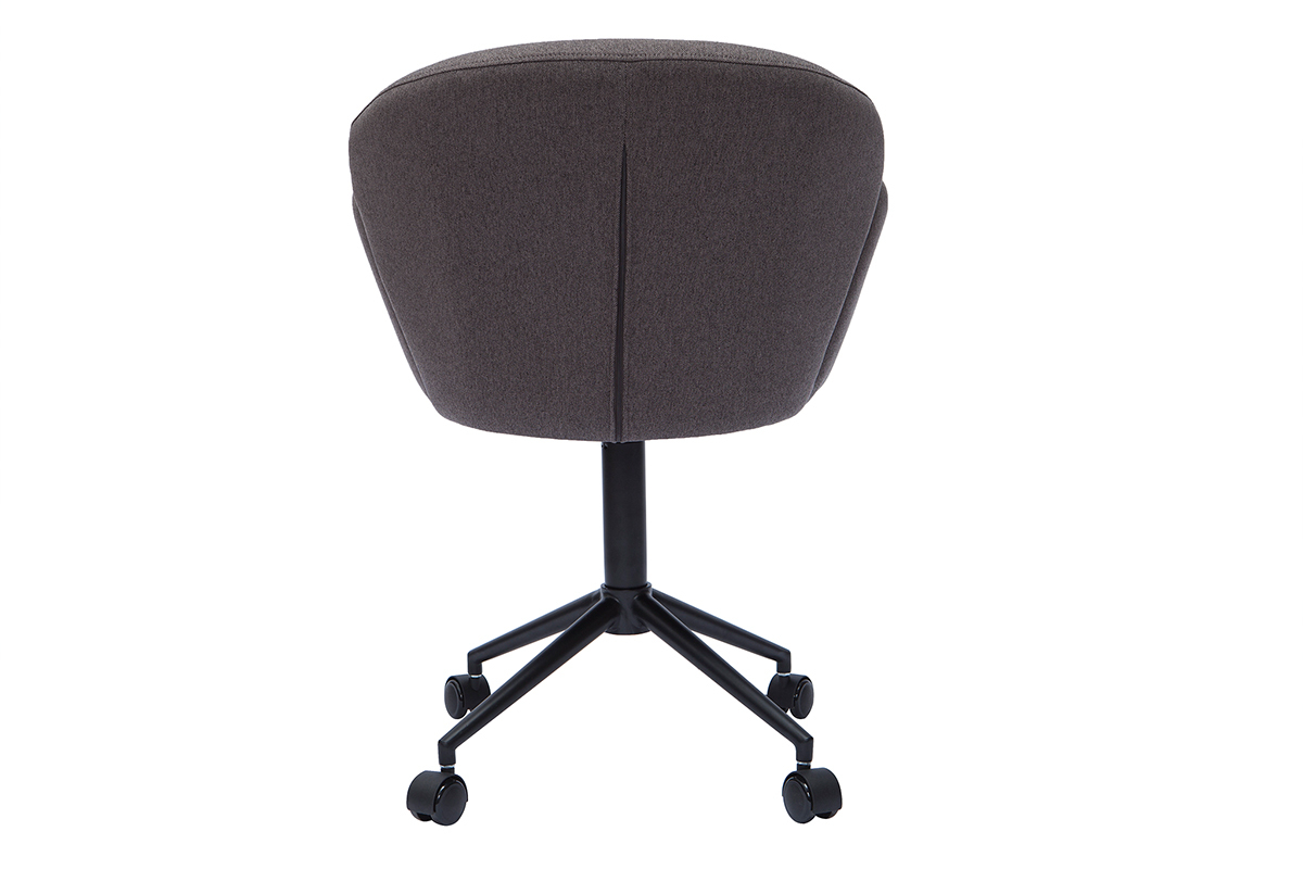 Chaise de bureau  roulettes design en tissu gris fonc et mtal noir RHAPSODY