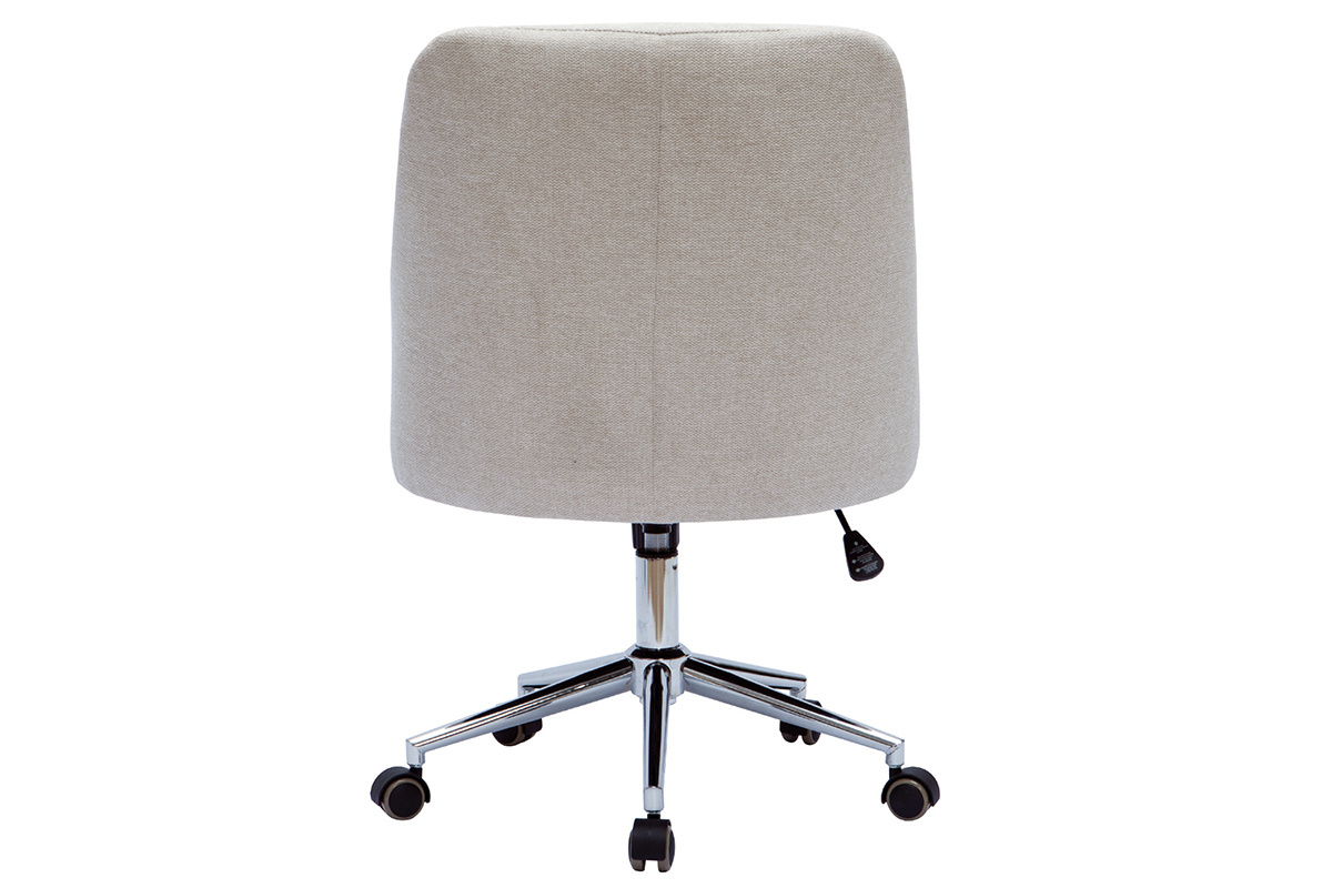 Chaise de bureau  roulettes design en tissu naturel et acier chrom SCARLETT