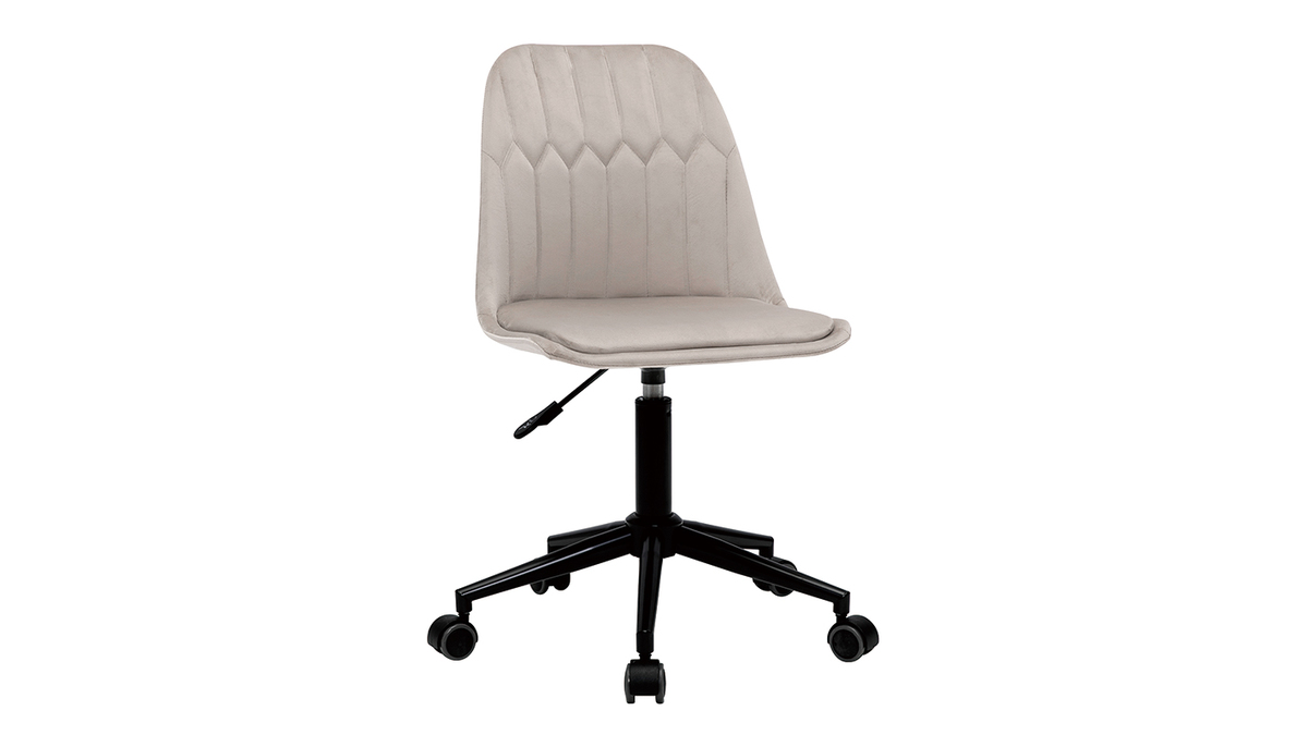 Chaise de bureau  roulettes design en tissu velours taupe et mtal noir FUSE