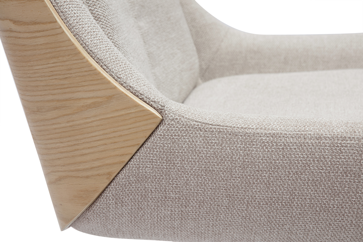 Chaise de bureau  roulettes en tissu effet velours textur beige et mtal chrom BLAISE