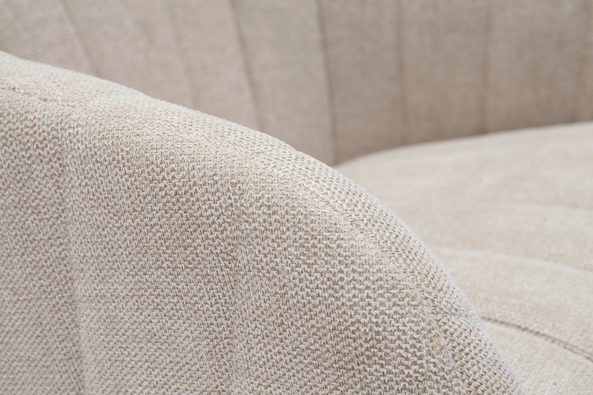 Chaise de bureau  roulettes en tissu effet velours textur beige naturel et acier chrom ROMI