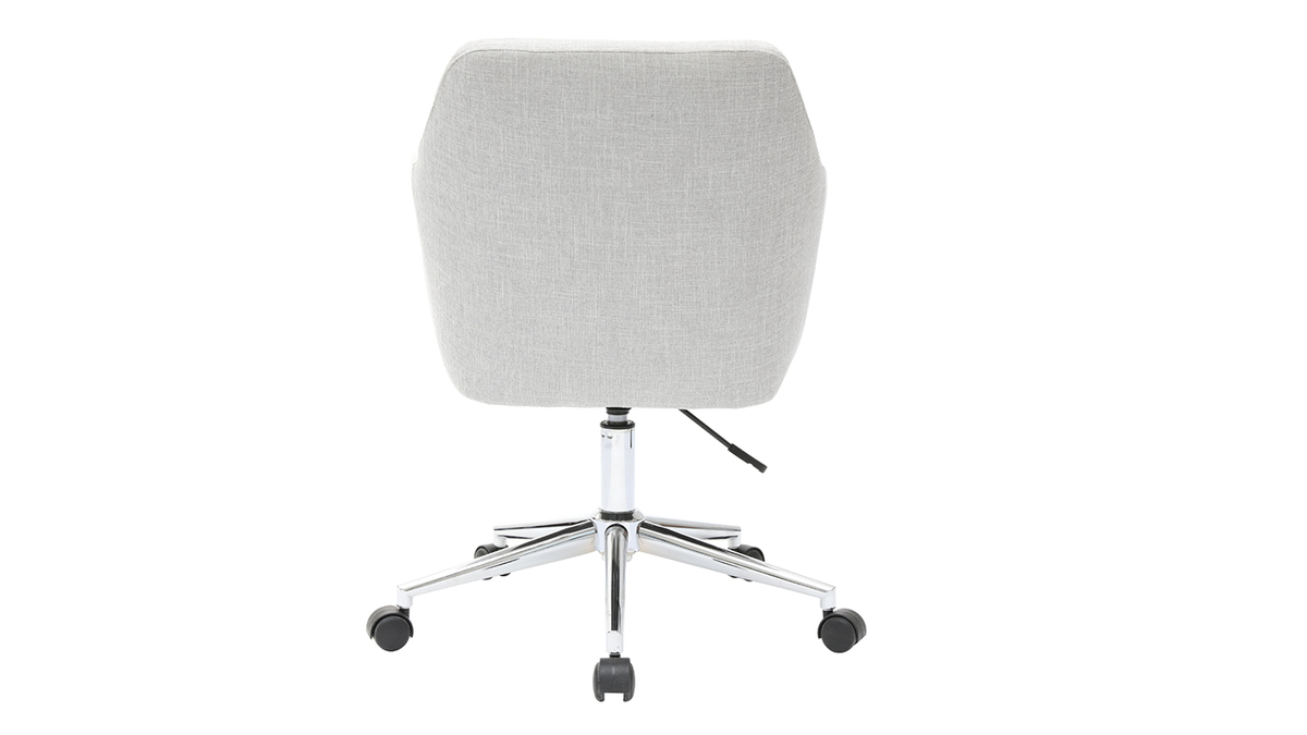 Chaise de bureau  roulettes en tissu gris clair et acier chrom ALEYNA - Miliboo & Stphane Plaza