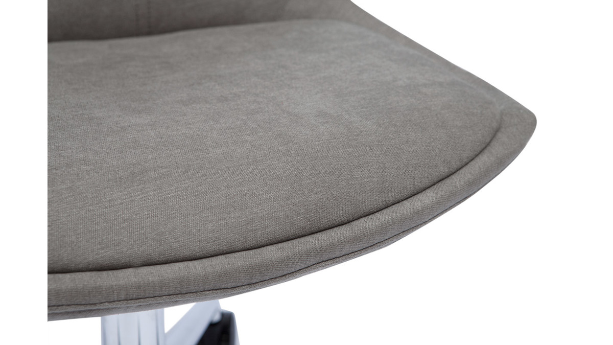 Chaise de bureau  roulettes en tissu gris et acier chrom MATILDE