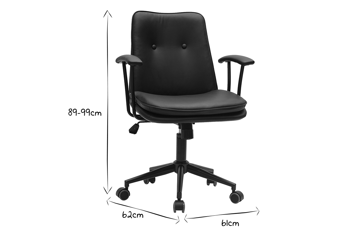 Chaise de bureau  roulettes noire BRADFORD