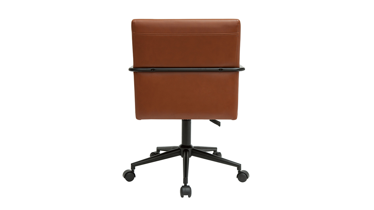 Chaise de bureau  roulettes vintage marron et mtal noir FLOKI