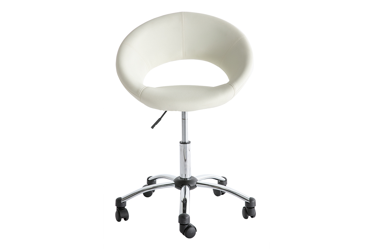 Chaise de bureau design blanc  roulettes PINTO