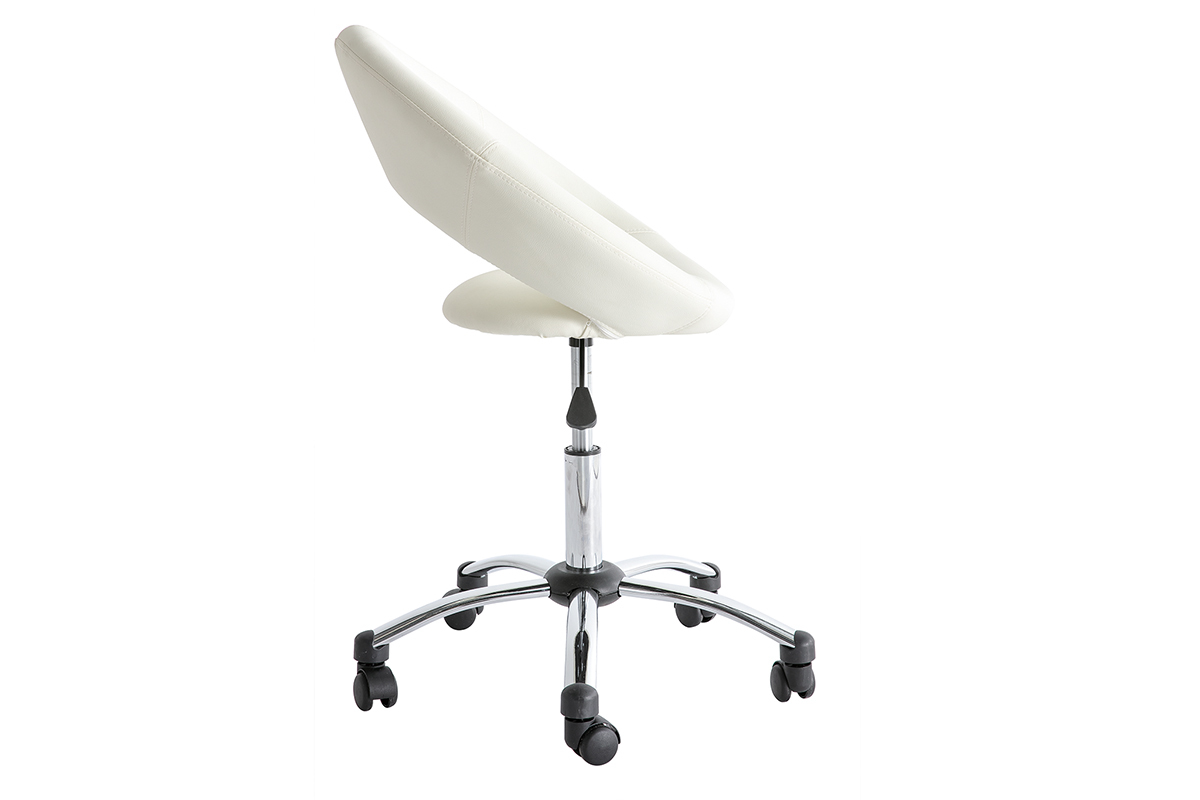 Chaise de bureau design blanc  roulettes PINTO