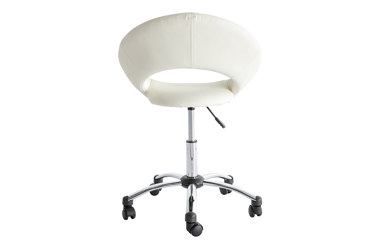 Chaise de bureau design blanc  roulettes PINTO